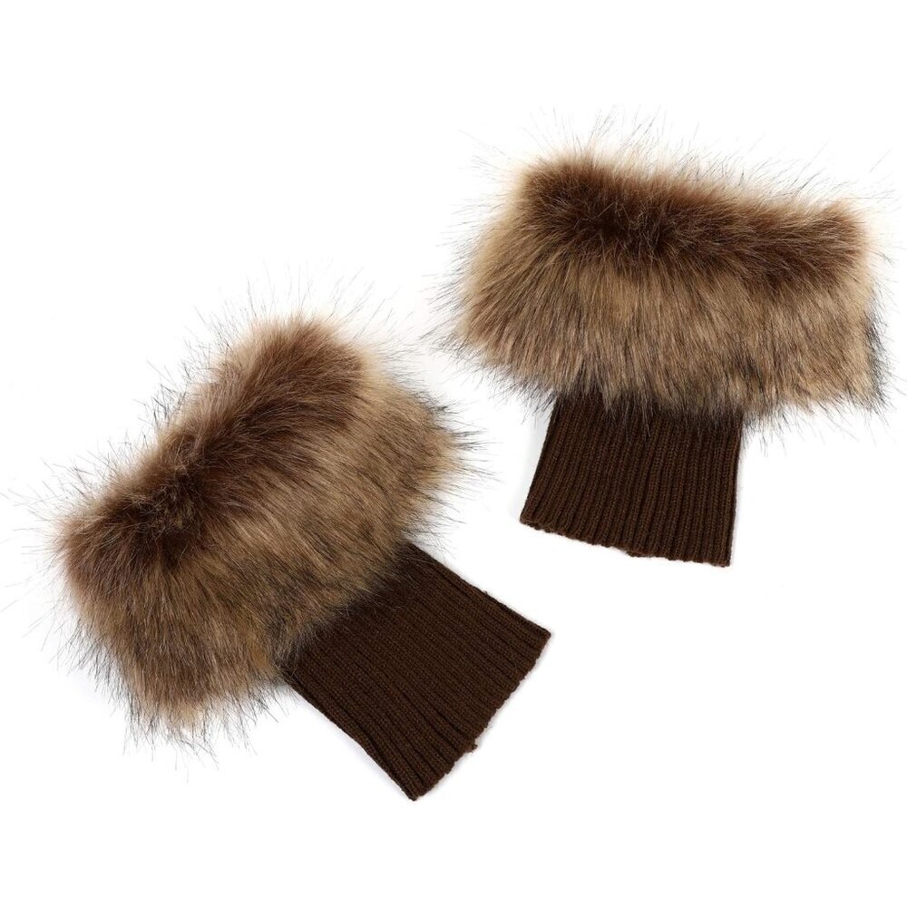 Women Faux Fur Fuzzy Leg Warmers Short Cozy Knitted Winter Accessories